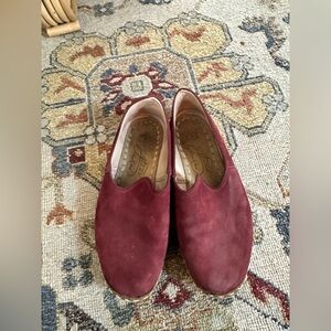 Maroon Suede Handmade Loafer Flats Slip On sz 9